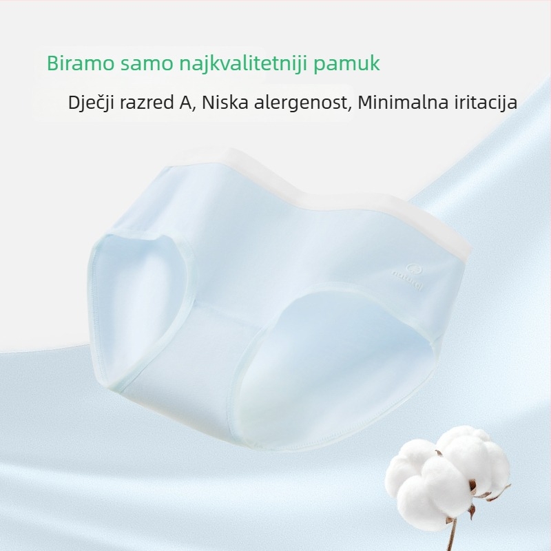 Ženske gaćice od 100% pamuka, antibakterijske, bezšivne, srednji pojas, jednobojne, ne stišu stražnjicu