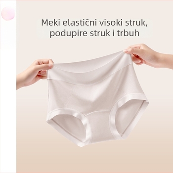 Ženske pamučne gaćice s visokim strukom, antibakterijska intimna zona, prozračne i udobne, jednobojne