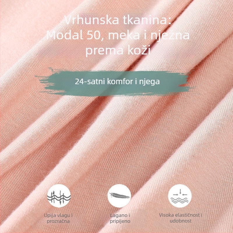 Žensko donje rublje od modalnog i čistog pamuka, bezšivne, antibakterijska podstava u području prepona, srednji pojas, tanke i prozračne za ljeto