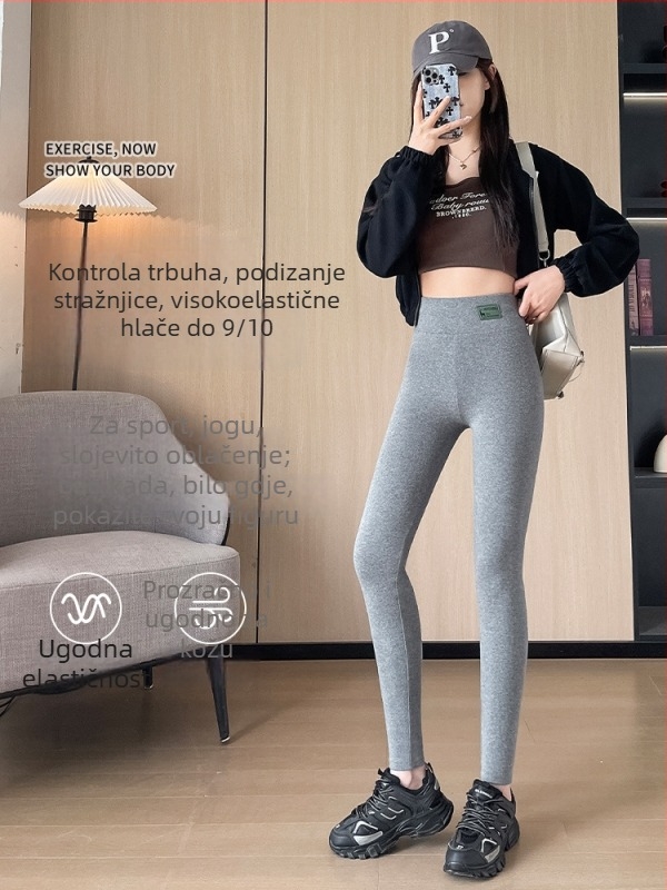Ženski pamučni leginzi s visokim strukom, za proljeće i jesen, tanki i prilagodljivi, elastični, Barbie Yoga skraćene hlače