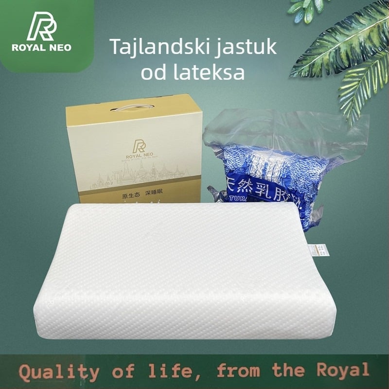 ROYAL NEO prirodni latex jastuk za potporu cervikalnom području kralježnice za odrasle, pravokutnog oblika, visina 10–15 cm, težina 1.0–1.5 kg, sadržaj latexa preko 90%