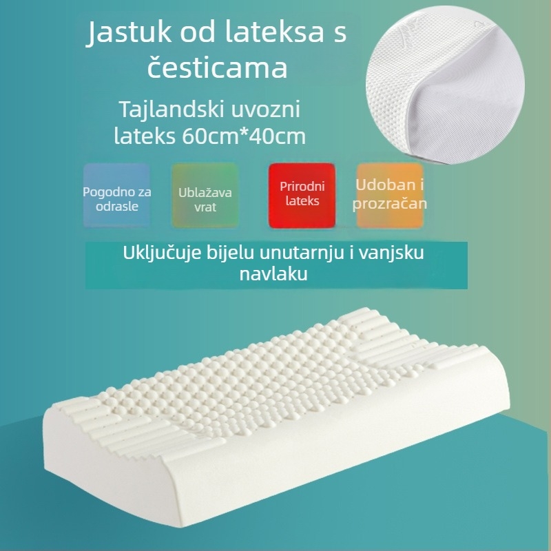 ROYAL NEO prirodni latex jastuk za potporu cervikalnom području kralježnice za odrasle, pravokutnog oblika, visina 10–15 cm, težina 1.0–1.5 kg, sadržaj latexa preko 90%