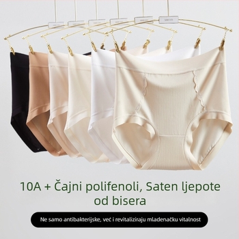 10A Antibakterijske ženske gaćice s Mulberry Silk Tea Polyphenol, visok struk, široka traka, hlađenje