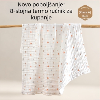Bejbi kupaonski ručnik od 100% pamuka, osam slojeva gazaste tkanine, debeli pokrivač za zimu, novorođenče