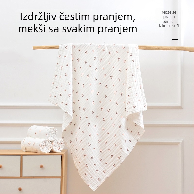 Bejbi kupaonski ručnik od 100% pamuka, osam slojeva gazaste tkanine, debeli pokrivač za zimu, novorođenče