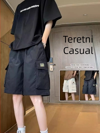 Muške ljetne cargo šorceve, lagan materijal, opuštenog kroja, ravnog kroja, svestrane, srednje duljine, veće veličine