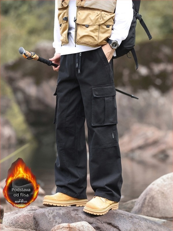 Muške hlače s fleece podstavom, udoban slobodnog ravnog kroja, za outdoor i posao, model 8812-1