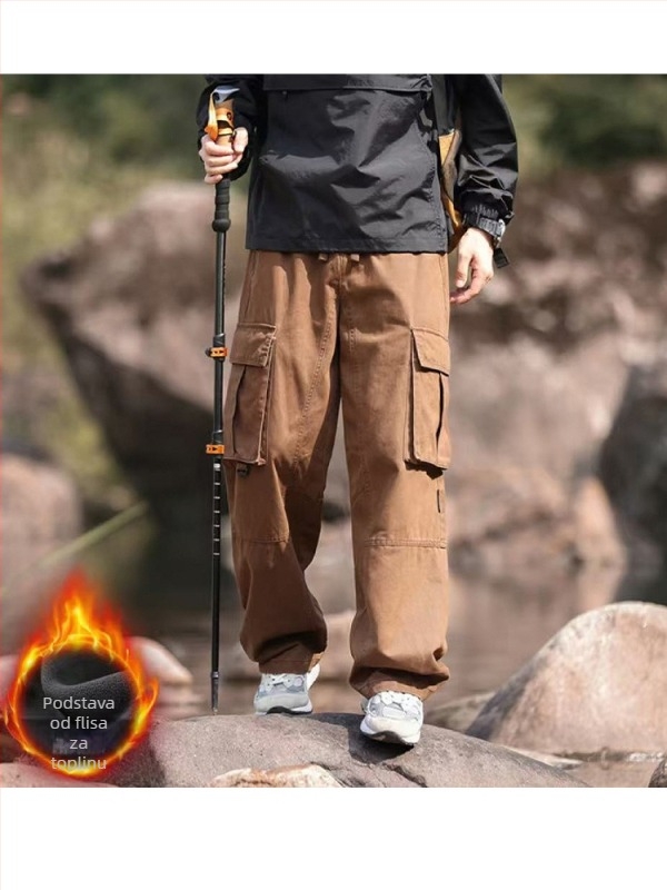 Muške hlače s fleece podstavom, udoban slobodnog ravnog kroja, za outdoor i posao, model 8812-1