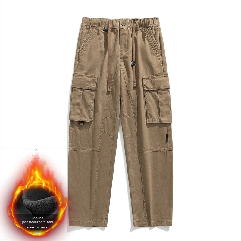 Muške hlače s fleece podstavom, udoban slobodnog ravnog kroja, za outdoor i posao, model 8812-1