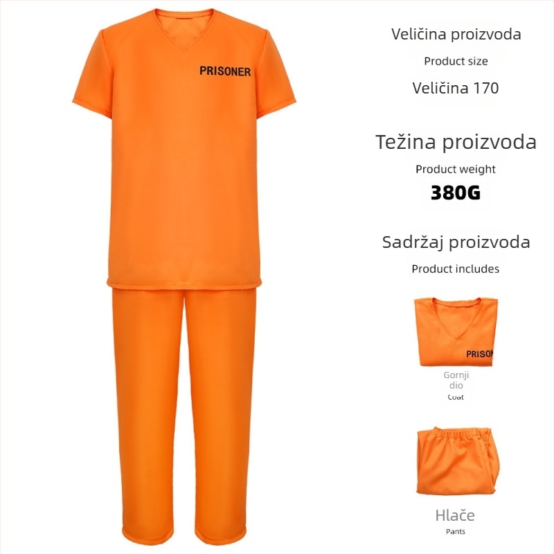 Luigi cosplay kostim — narančasta zatvorska uniforma, dvodijelni set za Halloween