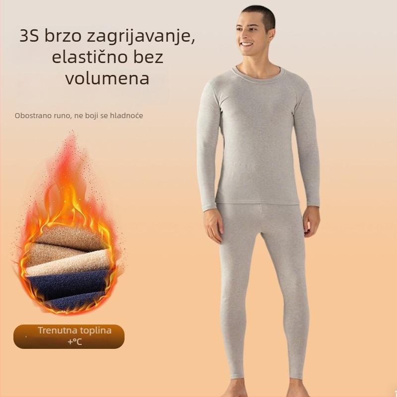 Muški termo set od vune i svile, s flisom, gornji dio i hlače za zimu
