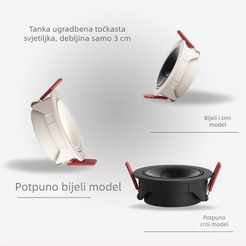 Izuzetno tanak LED ugradni downlight, podesiv ugao snopa, anti-glare bullseye dizajn