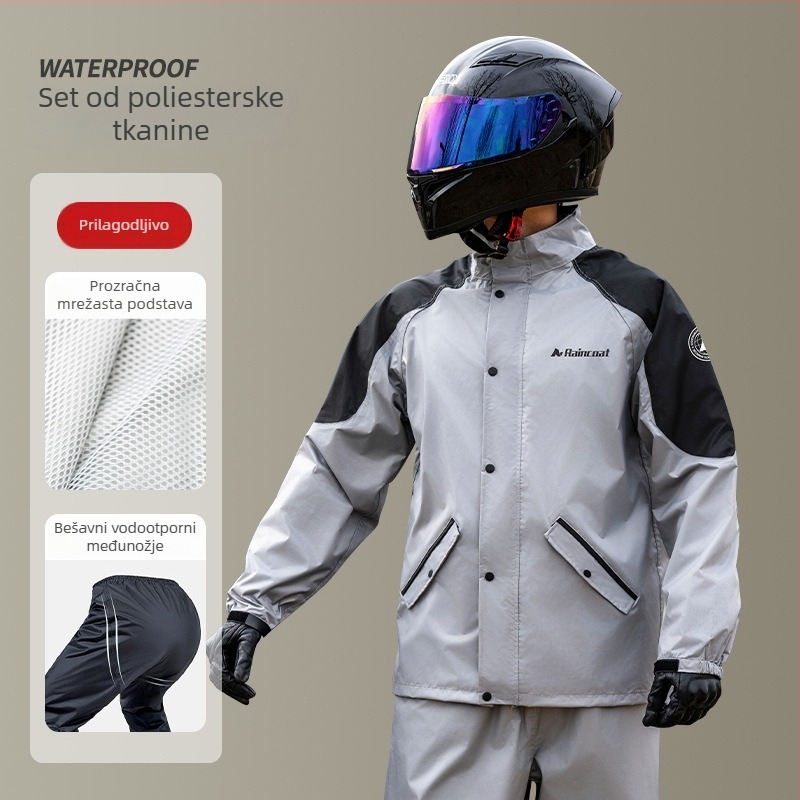 Muški set odvojene kišne jakne i hlača za vožnju motociklom, proljeće, vodootporna oprema