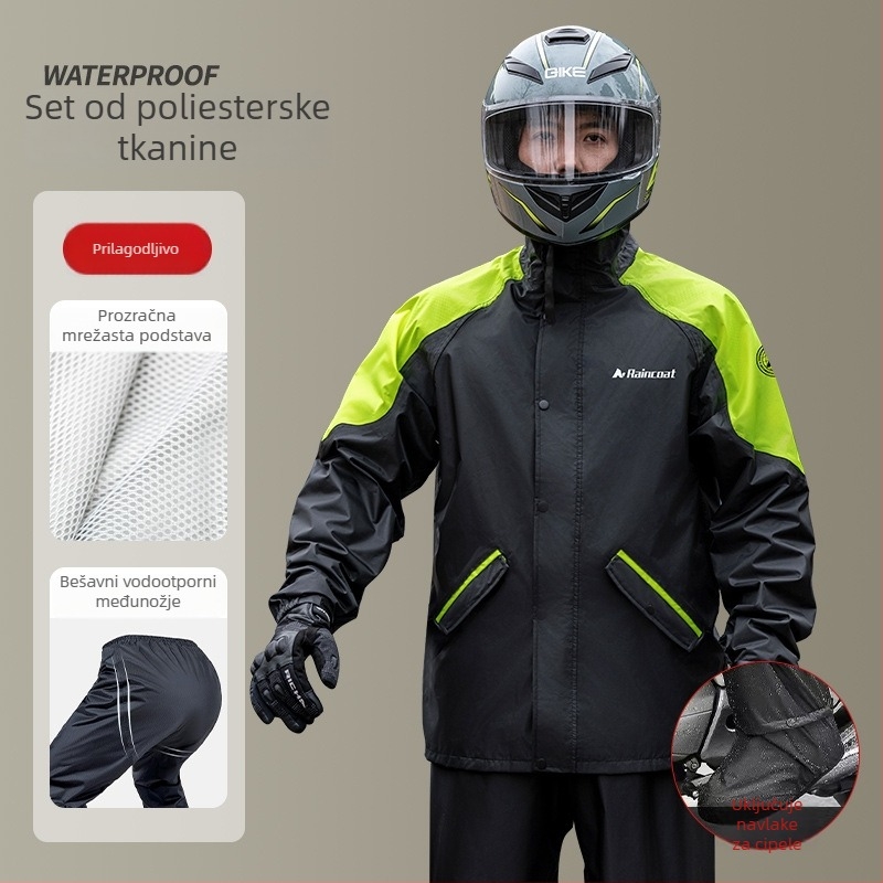 Muški set odvojene kišne jakne i hlača za vožnju motociklom, proljeće, vodootporna oprema