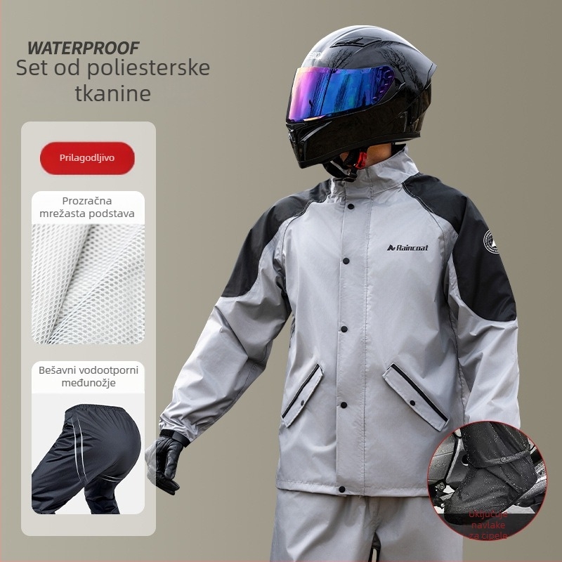 Muški set odvojene kišne jakne i hlača za vožnju motociklom, proljeće, vodootporna oprema