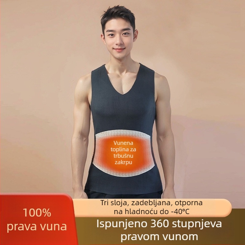 Muška vunena termo vest s fleece podstavom, tri sloja, pogodna za nošenje kao vanjska odjeća