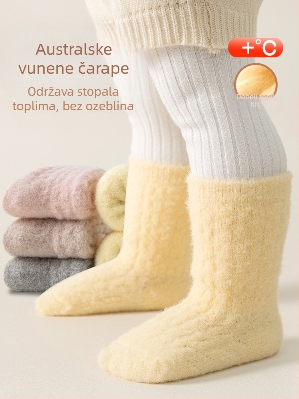 Čarape za bebe s flis podstavom, debele i tople, do potkoljenice; za proljeće, jesen i zimu; unisex; za dob djece 0–12 mjeseci i do 3 godine