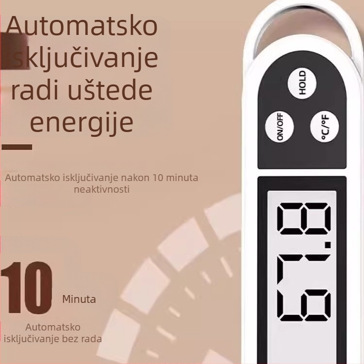 Kuhinjski digitalni termometar sa sondom, visoka preciznost, brzo mjerenje temperature za vodu, ulje i mlijeko, otporan na visoke temperature