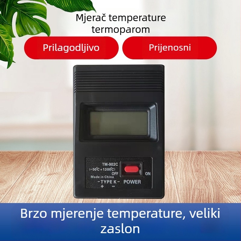 TM-902C Brzi termometar s termoparom, prijenosni, s ugrađenim kabelom, raspon -50 do 1300 °C
