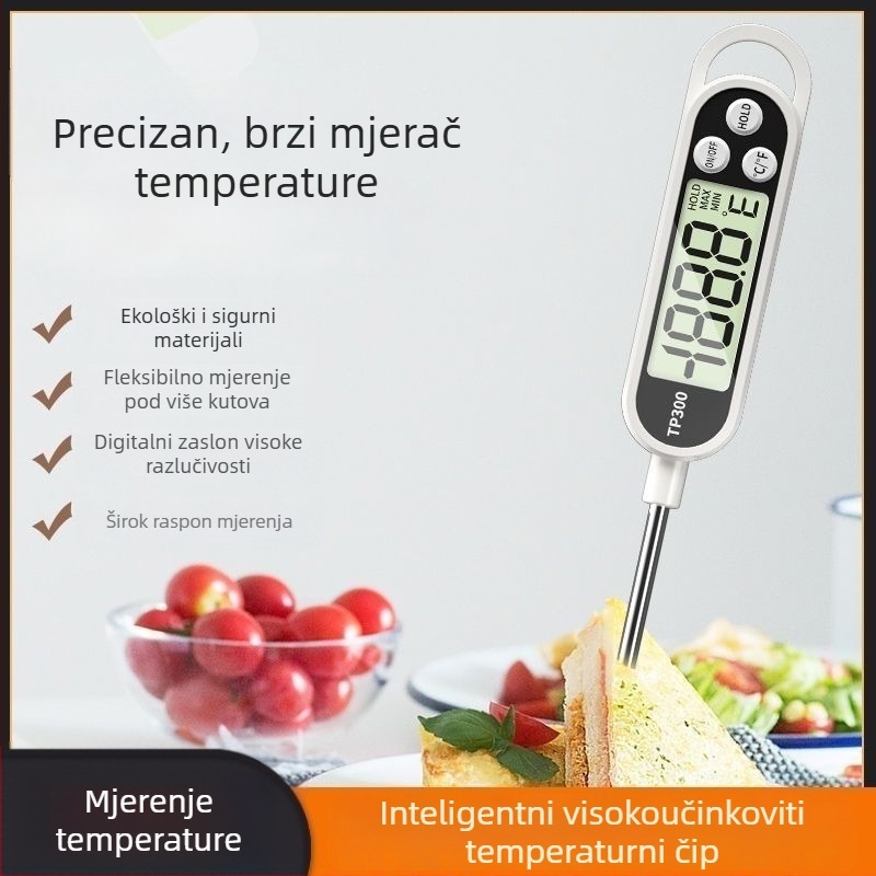 Kućni termometar za hranu s visokopreciznom sondom — za dječje mlijeko, kuhinju, temperaturu vode i ulja, pečenje