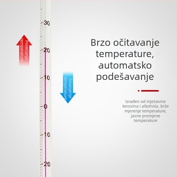 Crveni laboratorijski termometar sa staklenom šipkom, tekućine: voda/kerosen/alkohol, 100°C