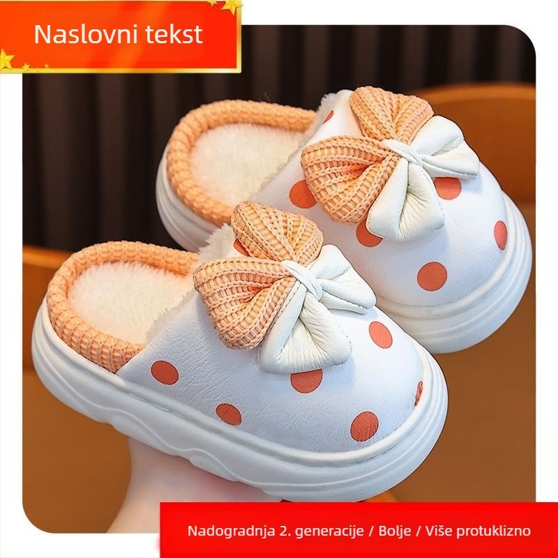 Dječje papuče od pamuka za djevojčice, zimske, s zatvorenim petom, gornji dio od mikrovlakana, vodootporne, stil princeze, za unutarnju upotrebu, tople i protuklizne.