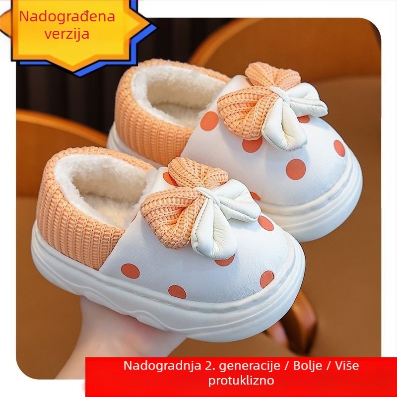 Dječje papuče od pamuka za djevojčice, zimske, s zatvorenim petom, gornji dio od mikrovlakana, vodootporne, stil princeze, za unutarnju upotrebu, tople i protuklizne.