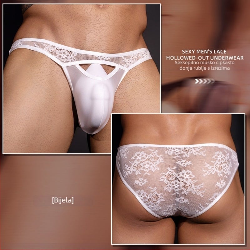 Muške čipkaste gaćice s prozirnim dizajnom, seksi kroj, europski stil