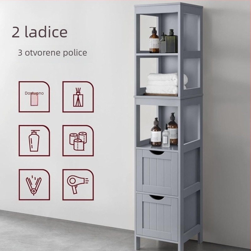 Moderan minimalistički petoslojni kupaonski ormarić s ladicama, slobodnostojeći ili zidni ormarić za pohranu
