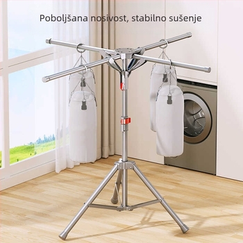 Stalak za sušenje odjeće u obliku kišobrana, brzo se sklapa, štedi prostor, slobodno stoji, za unutarnju i vanjsku uporabu, balkon, od karbonskog čelika