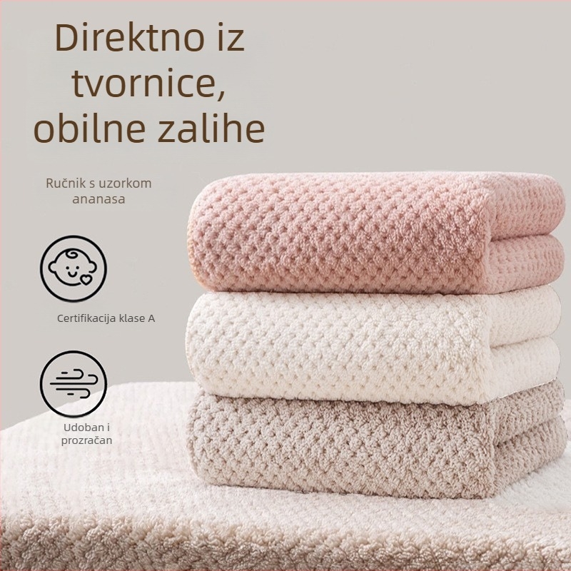 Kupaonski ručnik s ananasovim uzorkom od koralnog flisa – mekan, upija, za lice i tuširanje, debeli, bez vlakana, za dom i plažu