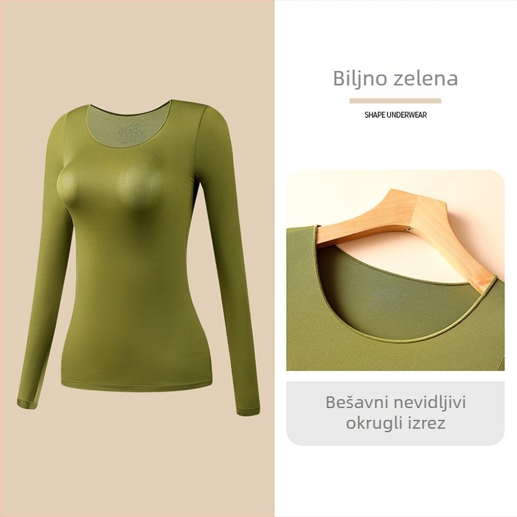 Ženski ultra-tanki set baze s hijaluronskom kiselinom za hidrataciju kože, bezšivne gornji dio s dugim rukavima i duge hlače, uski kroj, topao