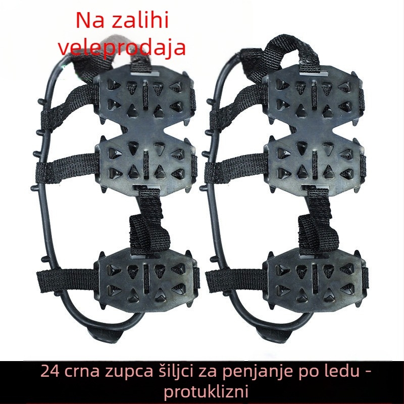 Lechike 24-zubni ledeni klinovi od manganskog čelika za vanjsko penjanje – protuklizni ledeni hvatači za cipele