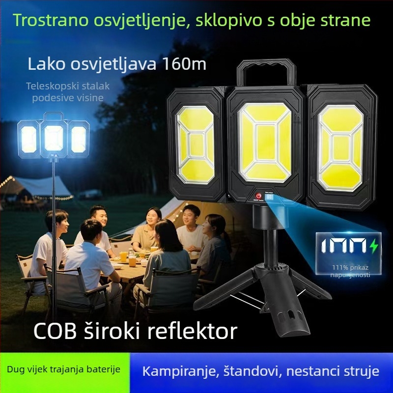 Solarna sklopiva kamp lampica s nosačem, izvučna, punjiva, visoke svjetline, dugotrajna