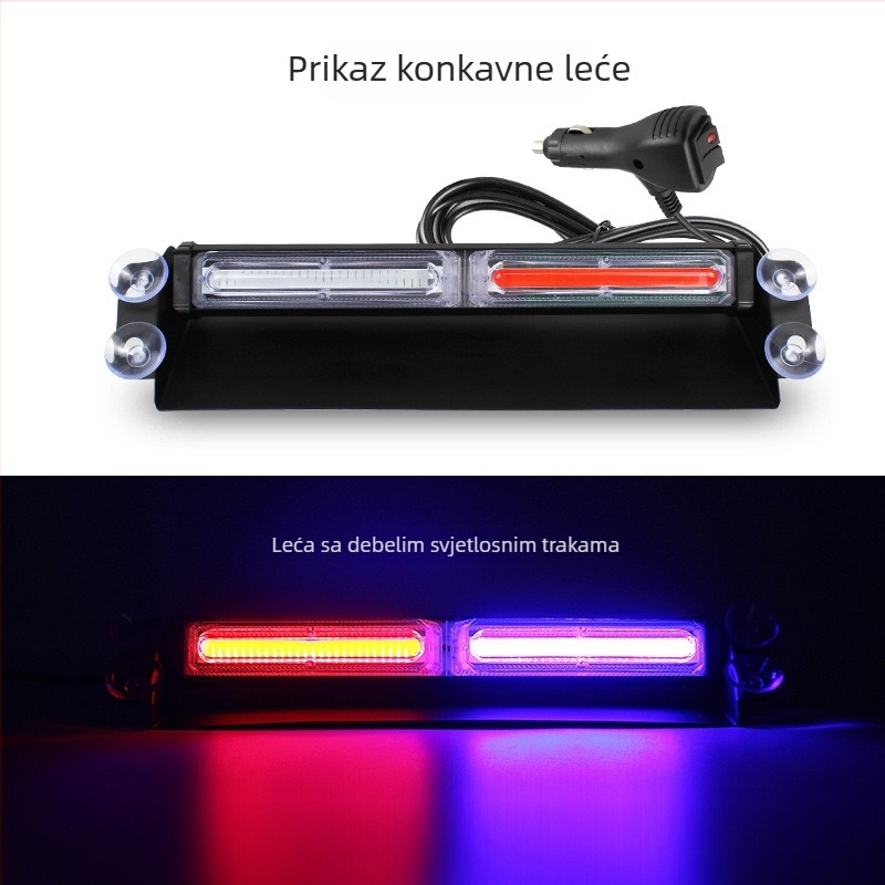 COB automobil LED strob svjetlo s usisnom čašicom – za prednje i stražnje vjetrobransko staklo