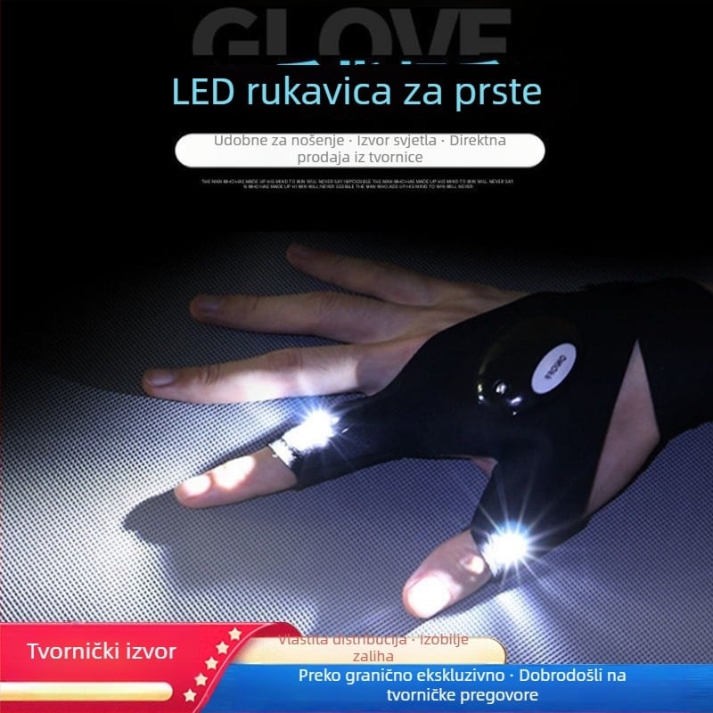 LED rukavice za ribolov s osvijetljenim prstima za noćni ribolov