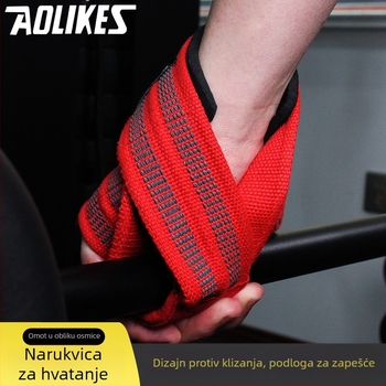 AOLIKES fitness traka za zapešće s protukliznim gripom za zgibove i teška podizanja