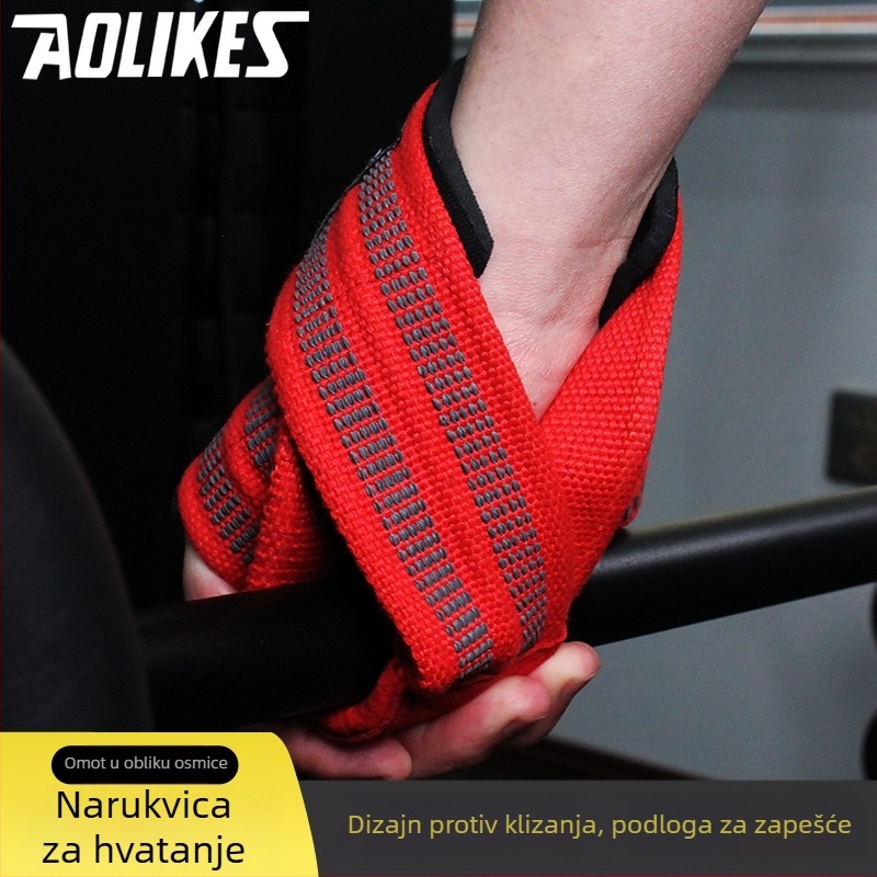 AOLIKES fitness traka za zapešće s protukliznim gripom za zgibove i teška podizanja