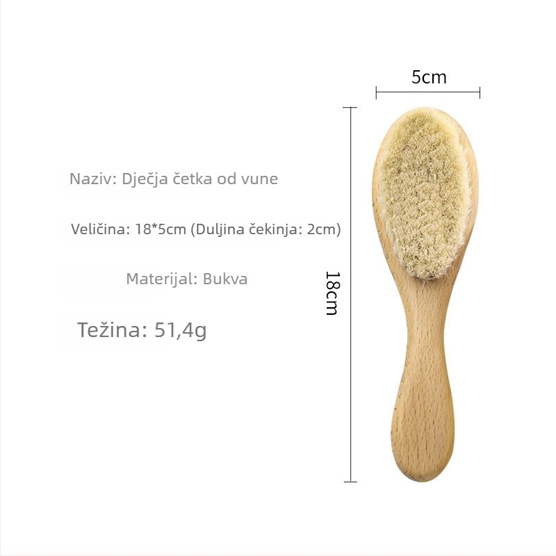 Set bebine četke za kupanje od bukovine s graviranim imenom, masažna češalj s zračnim jastukom