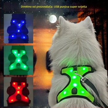 USB punjivi LED prsni pojas za psa s noćnom vidljivošću