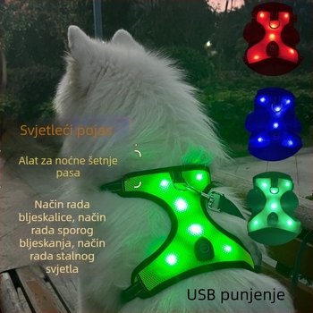 USB punjivi LED prsni pojas za psa s noćnom vidljivošću