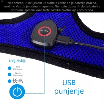USB punjivi LED prsni pojas za psa s noćnom vidljivošću