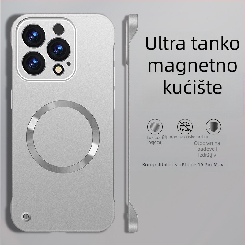 Magnetsko kućište od PC-a s metalnim premazom, bez rubova, doživljaj kože, za iPhone 14 Pro/14 Pro Max i seriju 13/12.