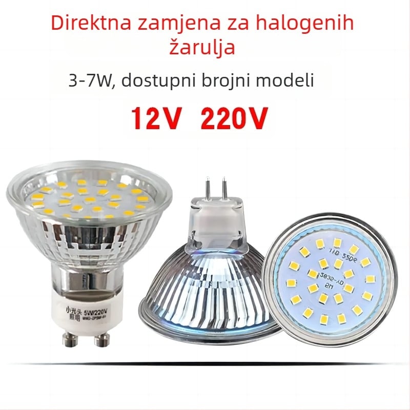 LED svjetiljka u obliku šalice za plafon GU10/MR11/MR16, 220V/12V, staklena konstrukcija, prigušiva, 60 LED, 3000K/6000K, kut zračenja 36°, CRI 95, IP65