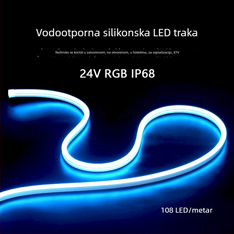 5V/24V niskonaponska RGB fleksibilna neonska svjetleća traka s LED 3535, regulacija svjetline, DIY
