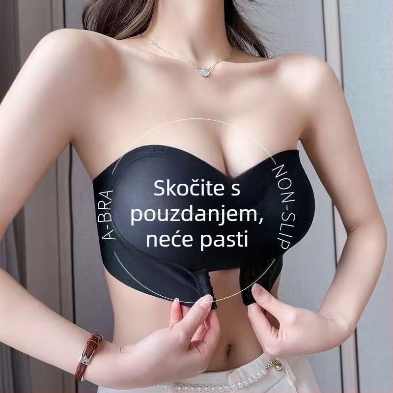 Bešivna grudnjica bez naramenica za mali bust — nježno skuplja, protuklizna, prozračni najlon