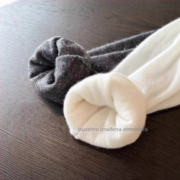 Ženski pleteni top s laivskim izrezom od kašmira s flitrami, svileno-vlnena smjesa, dugi rukavi, model X0915M