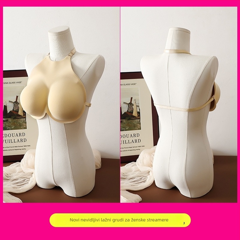 Protetska grudi za cosplay, bez naramenica, dizajn visi na vratima, Ice Silk tkanina, Nylon glavni materijal, puni košarica, debela oblikovana košarica