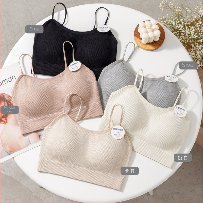 Grudnjak bez naramenica s U-oblikom leđa, košarice 3/4, pjenasti jastučići, fiksni dvostruki kaiševi, najlon