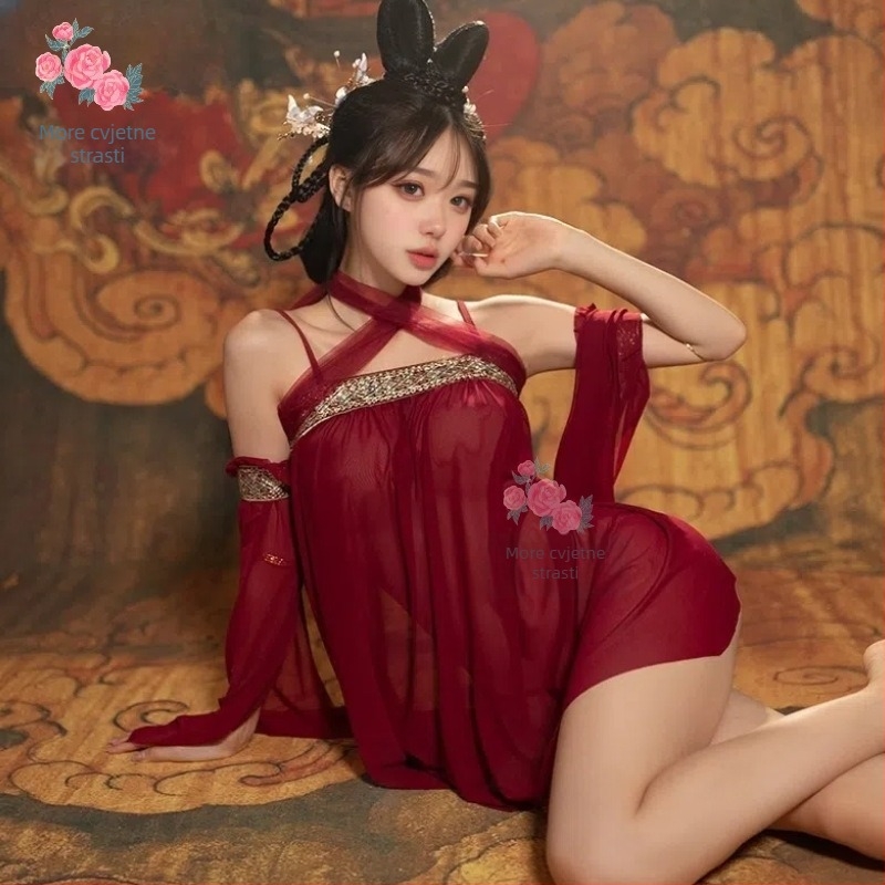 Hanfu inspirirani seksi set za spavanje, ultra-tank poliesterska tkanina, 95–100% poliester, gustoća tkanine ≤40 g/m², proljetno izdanje 2025